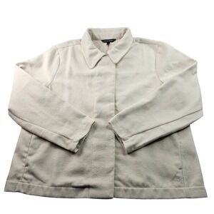 Banana Republic Soft Tech Jacket Womens XL Cream Long Sleeve Collared Snap Front